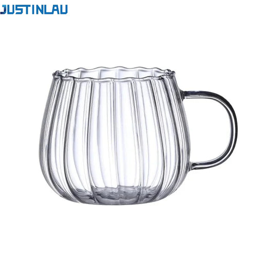 Tasse café verre borosilicate rayures créatives 400 ml