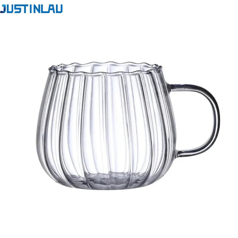 Tasse café verre borosilicate rayures créatives 400 ml - vue 2 sur 7
