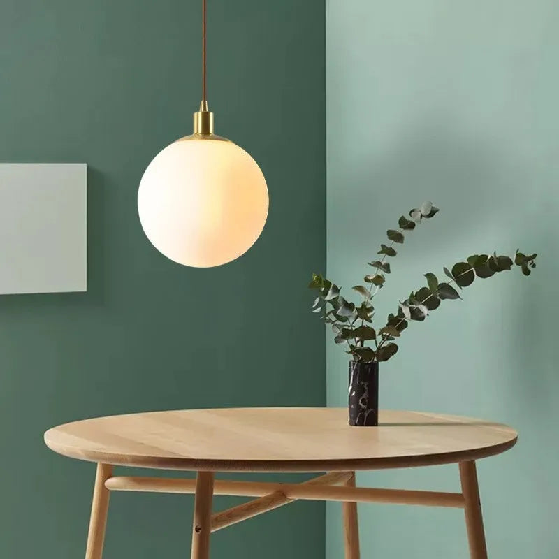 Suspension en verre nordique 8-50 cm boule ronde lampes suspendues pour la maison pour Bar chambre salon café décoration Luminaires Lustre - vue 4 sur 15