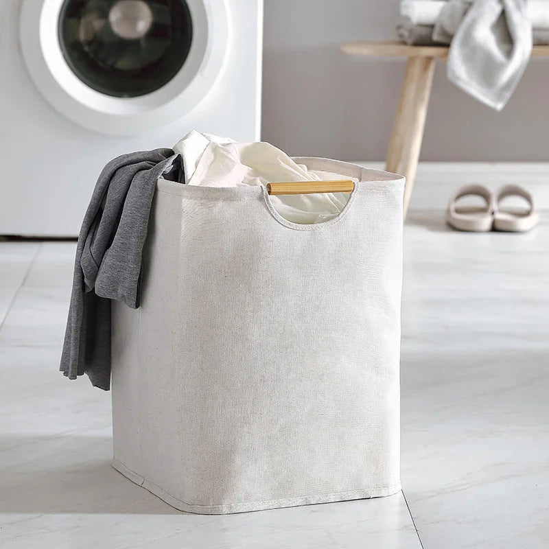 panier de rangement pliable pour linge sale avec poignée - vue 6 sur 12