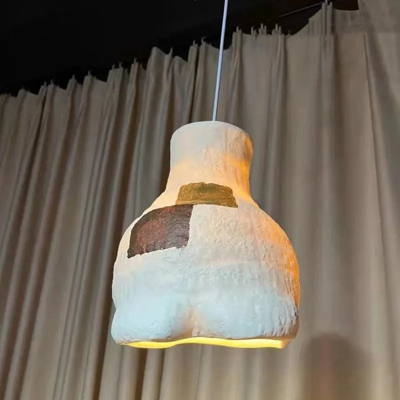 Nordic Wabi Sabi E27 Restaurant Pendant Chandeliers Lustre Living Room Lighting Designer Modern Cafe Bar LED Decor Hanging Lamps - vue 5 sur 11