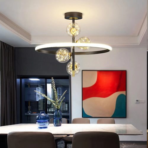 lustre nordique moderne à led simple boule pour éclairage intérieur - vue 2 sur 16