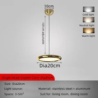 suspension led circulaire design moderne en aluminium pour intérieur