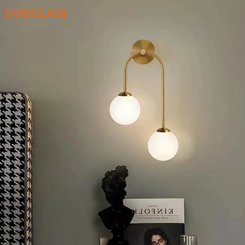 applique murale led boule verre intérieure moderne - vue 2 sur 10
