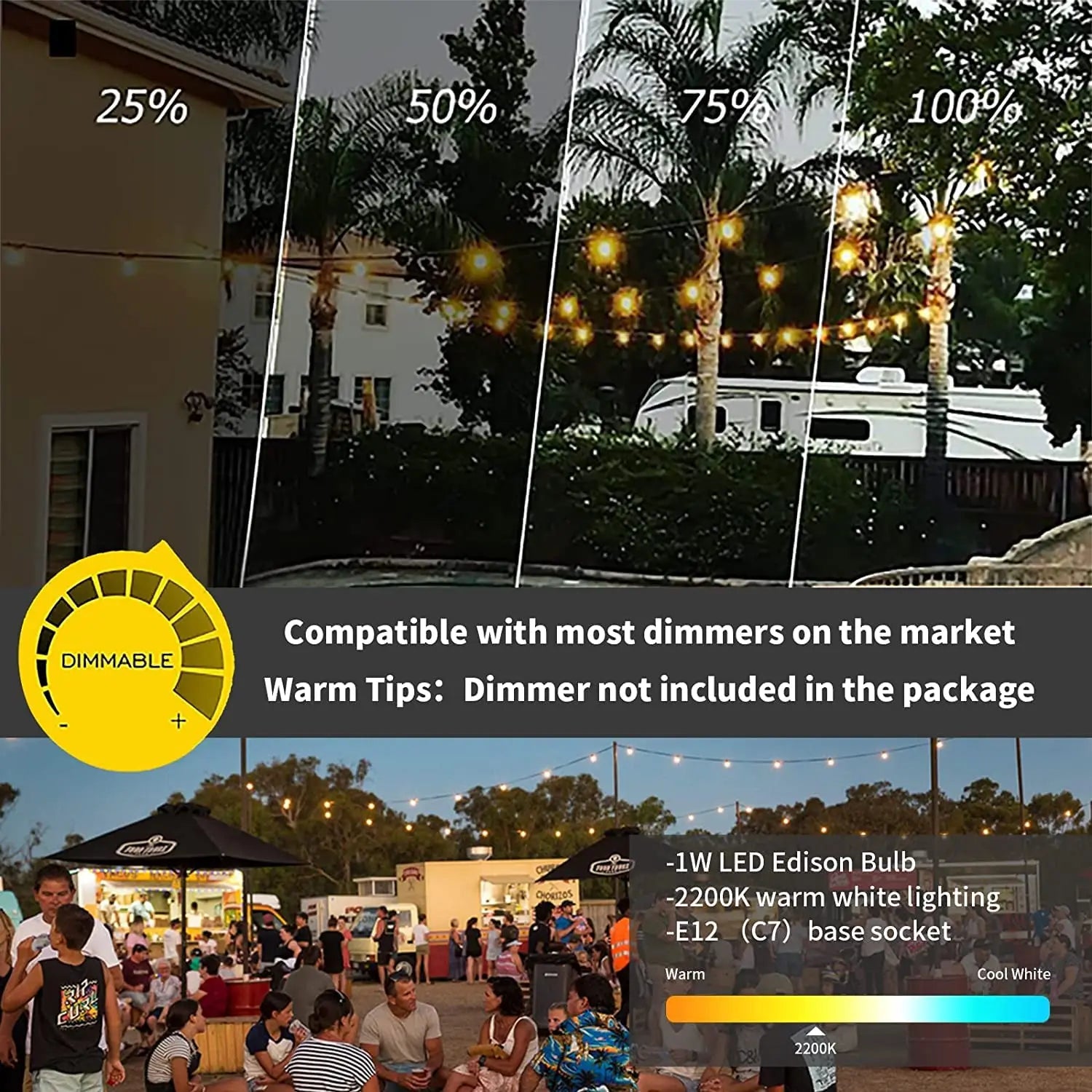 guirlande lumineuse led étanche pour décoration extérieure jardin et mariage - vue 10 sur 11