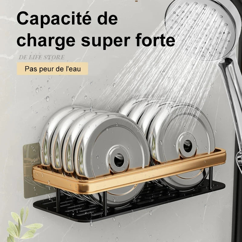 étagères murales en aluminium pour salle de bain sans perçage