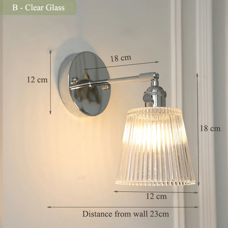 applique murale en verre et fer chromé design contemporain avec bras réglable