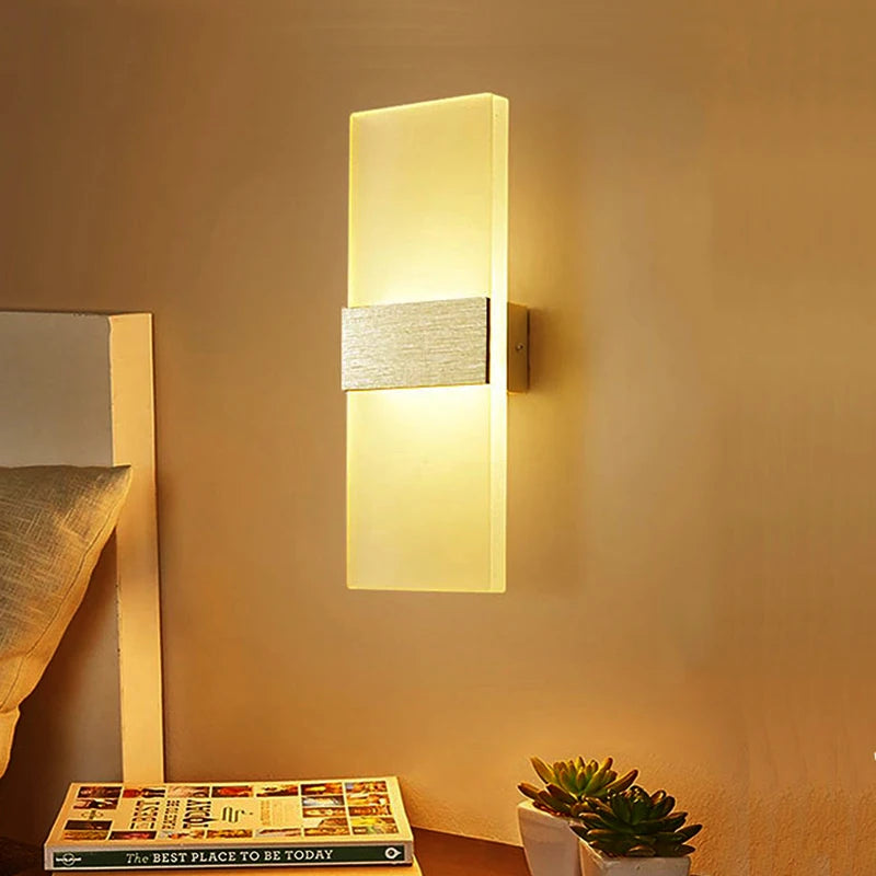 Moderne Simple Chambre Chevet Acrylique applique Créative LED rectangulaire ellipse бра décor à la maison luminaria induction applique murale