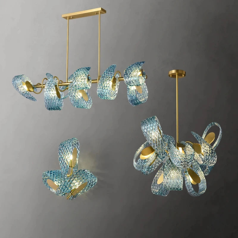 Suspension modernes en verre bleu lampes suspendues design pour couloir Bar chambre lustre Suspension Luminaire éclairage