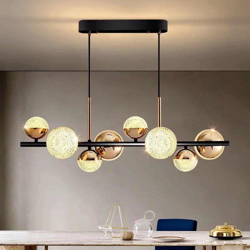 lustre moderne en verre led pour décoration intérieure