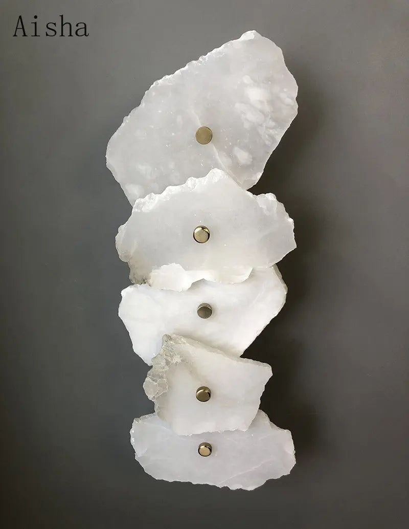 applique murale art déco en marbre naturel avec éclairage led élégant - vue 4 sur 11
