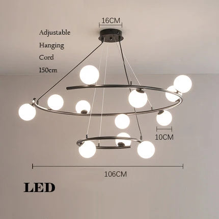 lustre créatif en fer et verre tendance pour décoration intérieure - vue 15 sur 16