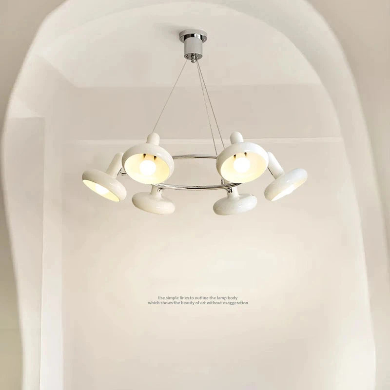lustre led bauhaus blanc métal salon suspendu - vue 5 sur 11