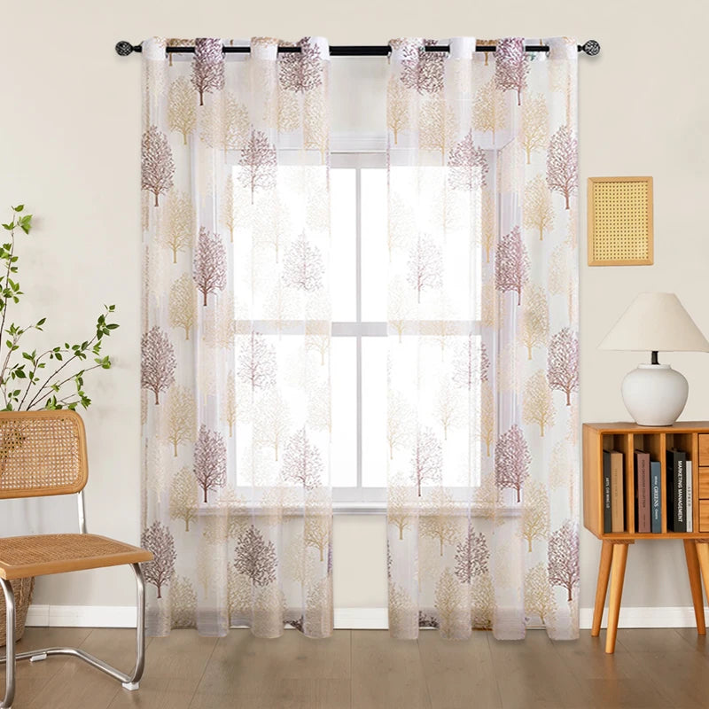 Voilage à motifs feuilles moderne pour salon chambre