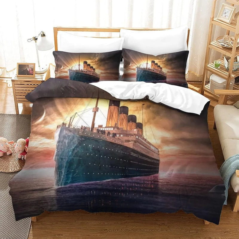housse de couette 3D titanic motif océan romantique pour enfants