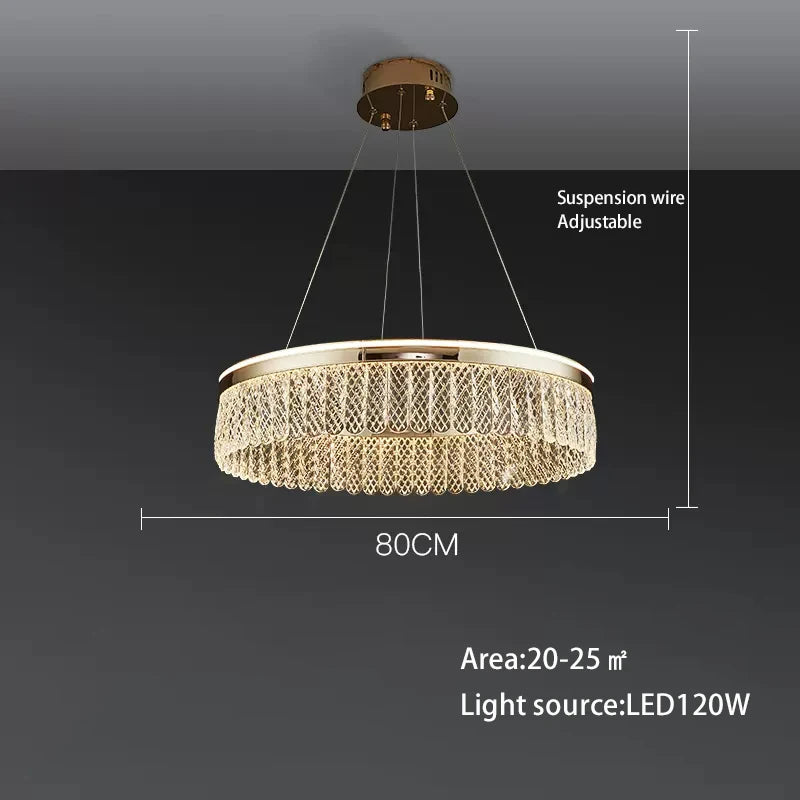 lustre sandyha moderne créatif anneau de luxe en cristal - vue 10 sur 11