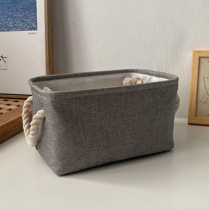 boîte de rangement en lin pour vêtements et jouets divers - vue 10 sur 12