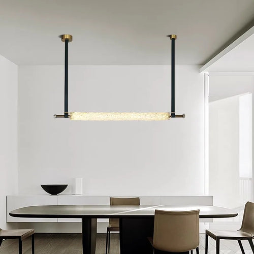 suspension design en cristal naturel avec ceinture en cuir - vue 5 sur 11