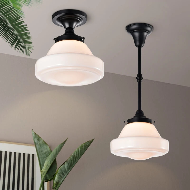 plafonnier vintage en verre suspension style industriel nordique
