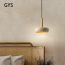 Suspension LED en pierre et bois moderne chevet japonais