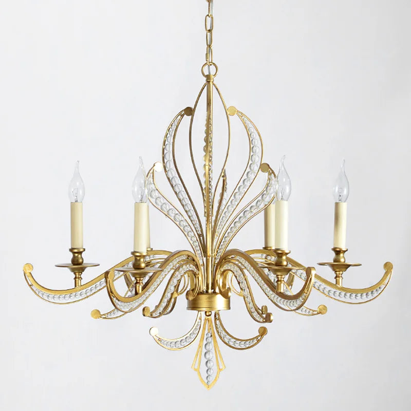 lustre de luxe or design moderne luminaire décoratif idéal bougie - vue 5 sur 13