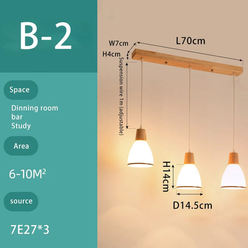 lustre en bois massif et verre luminaire suspendu - vue 12 sur 15
