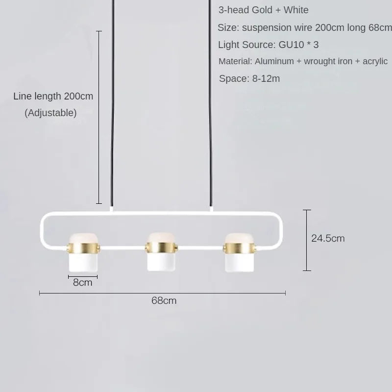 Nordic Designer Strip Restaurant Chandelier Minimalist Creative Bar Table Lamp, Bedroom Bedside Decoration Small GU10 Chandelier - vue 13 sur 14