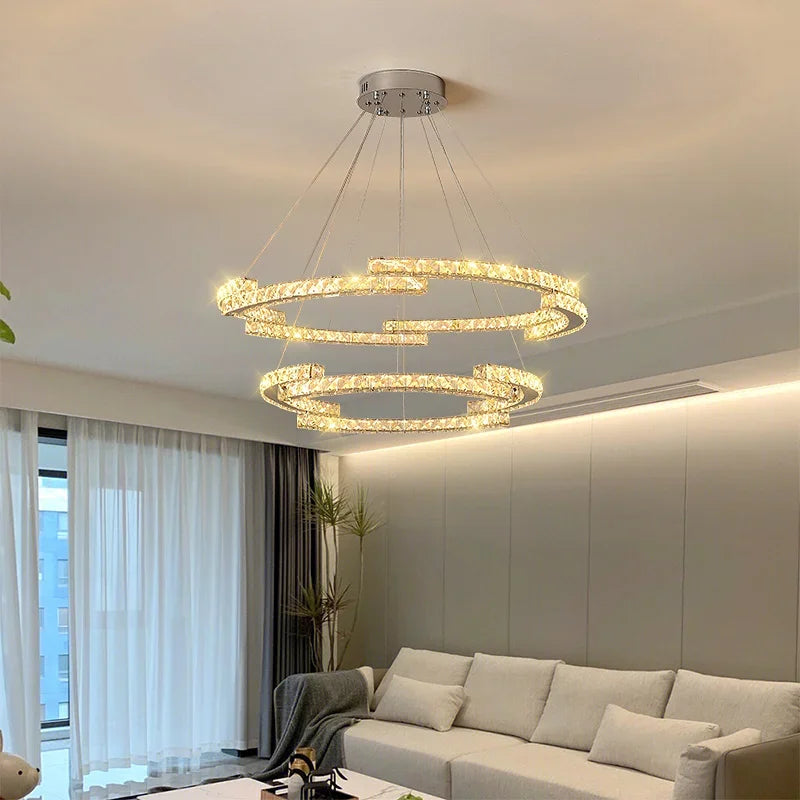 lustre moderne à led en cristal design élégant pour intérieur - vue 5 sur 13