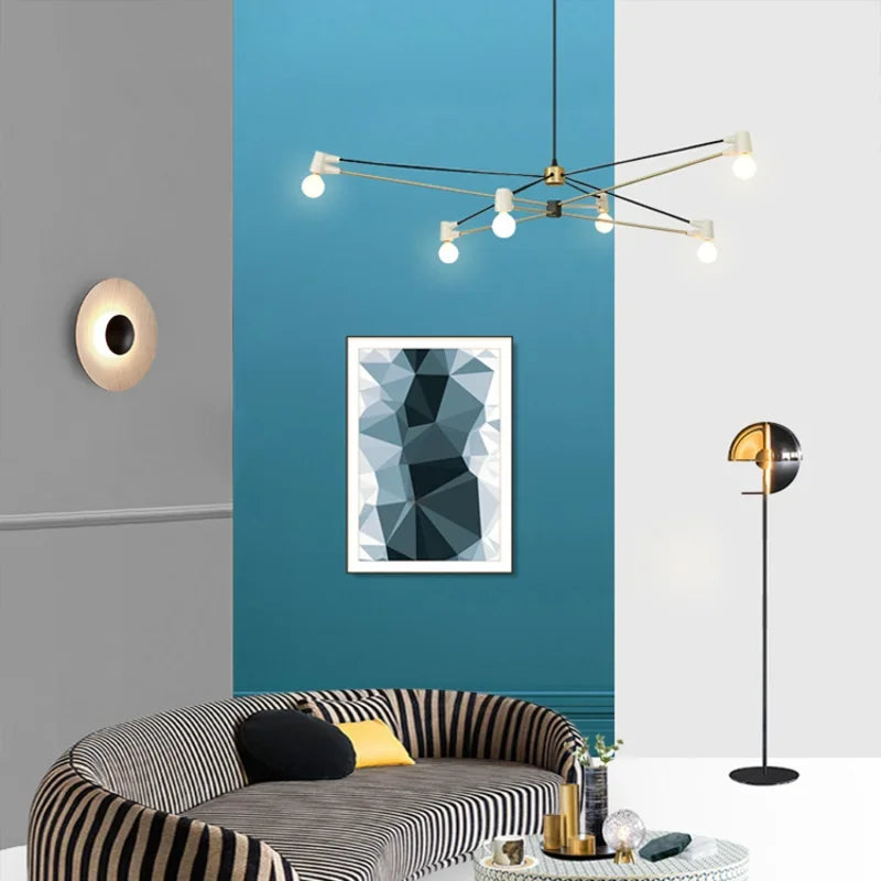 lustre moderne lignes géométriques simple éclairage nordique intérieur - vue 5 sur 8