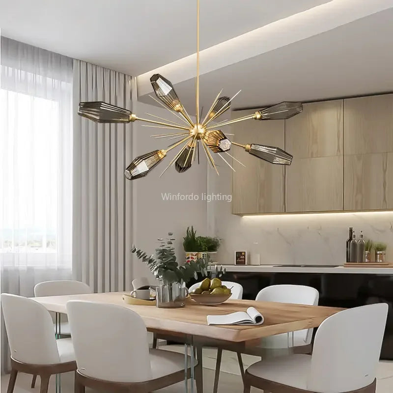 lustre minimaliste américain en verre post-moderne créatif - vue 3 sur 9