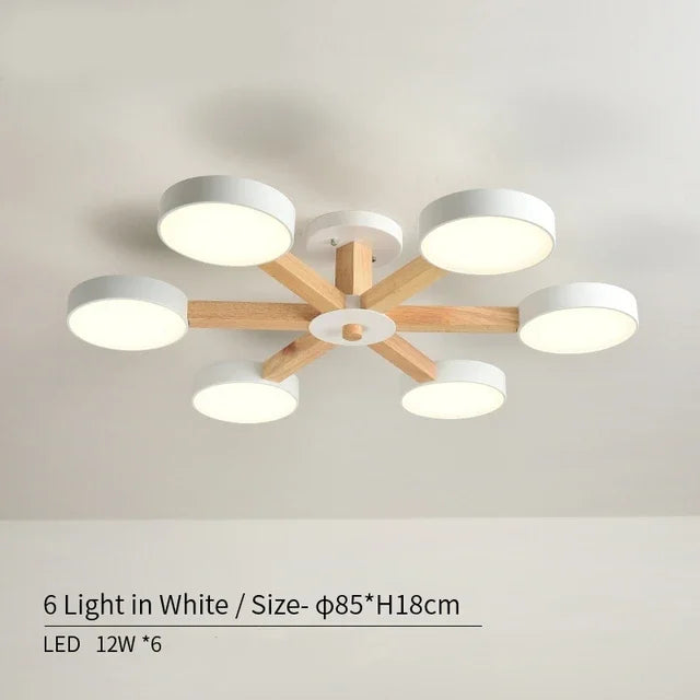 plafonnier moderne en bois à éclairage led pour décoration intérieure - vue 13 sur 15