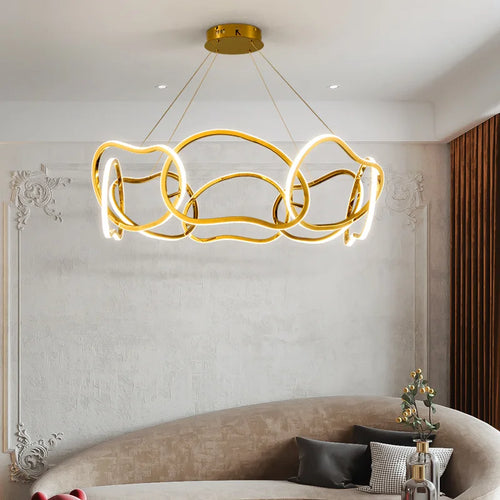 lustre moderne 	 avec lampes led suspendues en silicone - vue 6 sur 16