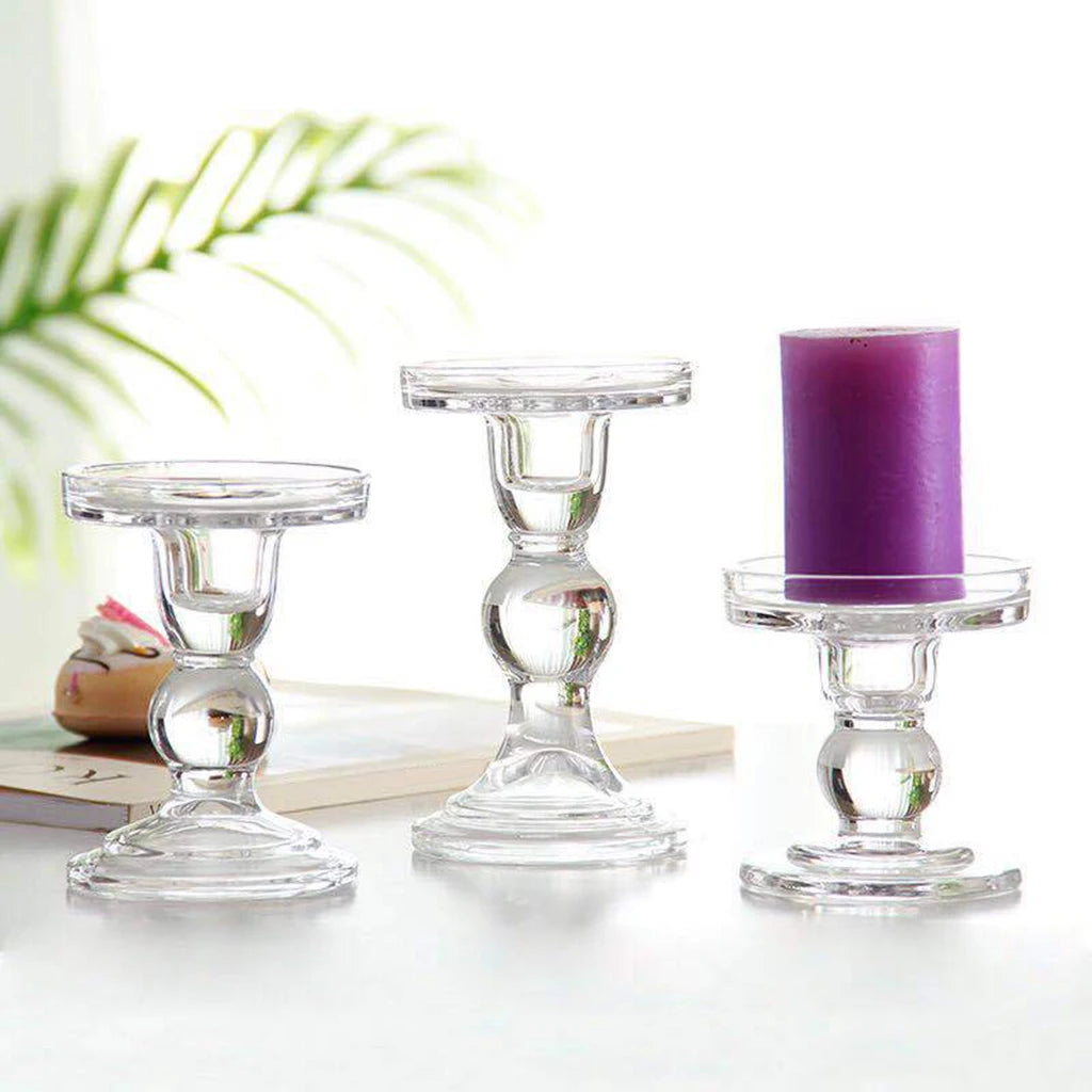 bougeoirs en verre transparent pour décoration intérieure et événements - vue 4 sur 9