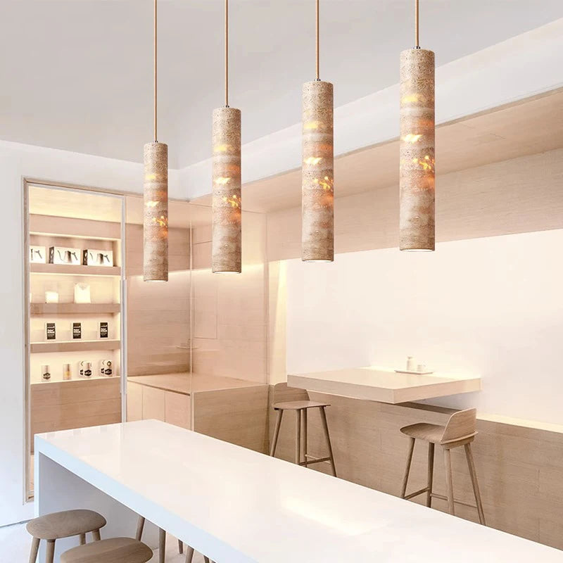 Suspension LED Lustre en marbre Longue bande lumineuse Restaurant Bar Comptoir Luxe Lumière Art Chambre Chevet Crème Style Éclairage