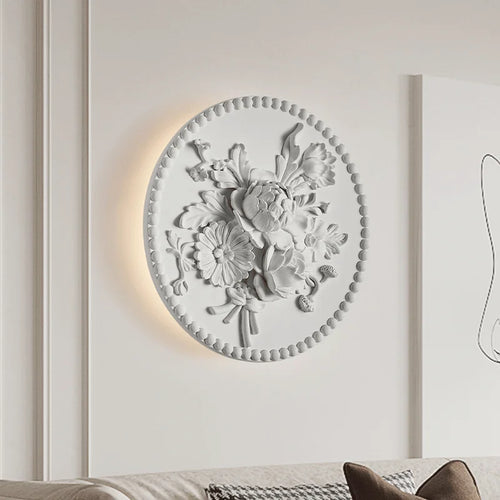 applique murale circulaire rétro abat-jour en verre blanc - vue 4 sur 12