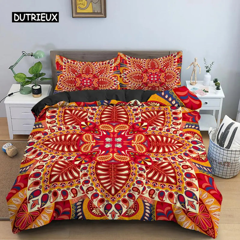 housse de couette mandala bohème style vintage pour lit king queen