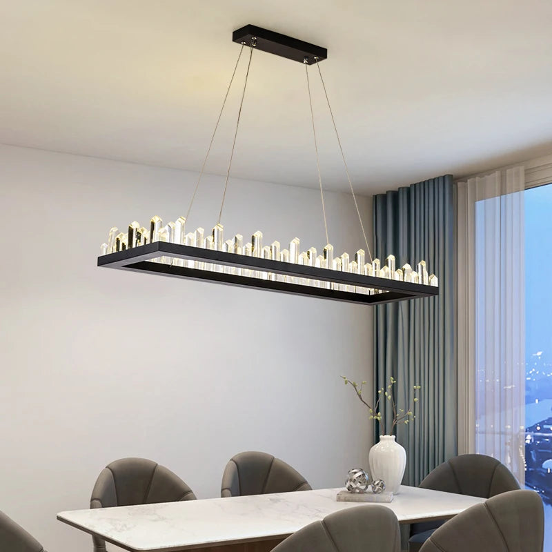 Plafonnier LED en cristal noir et blanc au design moderne