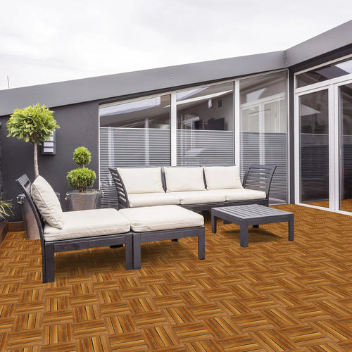 Dalles terrasse bois clipsables antidérapantes pour balcon