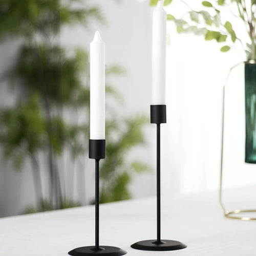lot de 2 bougeoirs en métal pour bougies coniques décoration intérieure - vue 6 sur 6