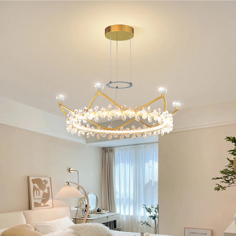 lustre en cristal couronne d'or pour décoration enfant étoile luxueuse - vue 4 sur 14