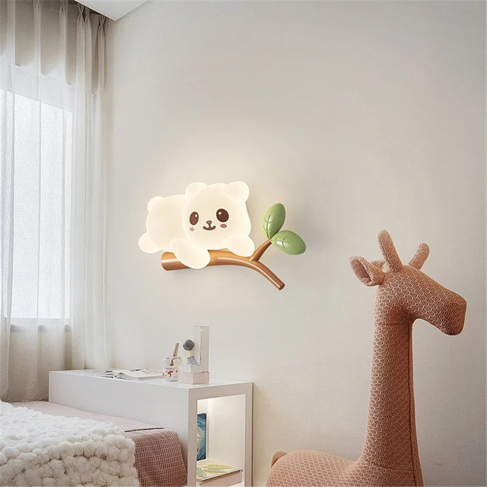 applique murale singe cartoon lumineuse pour chambre d'enfants - vue 4 sur 9