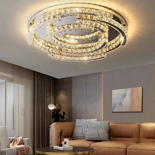 lampe de plafond led en cristal de style moderne avec télécommande