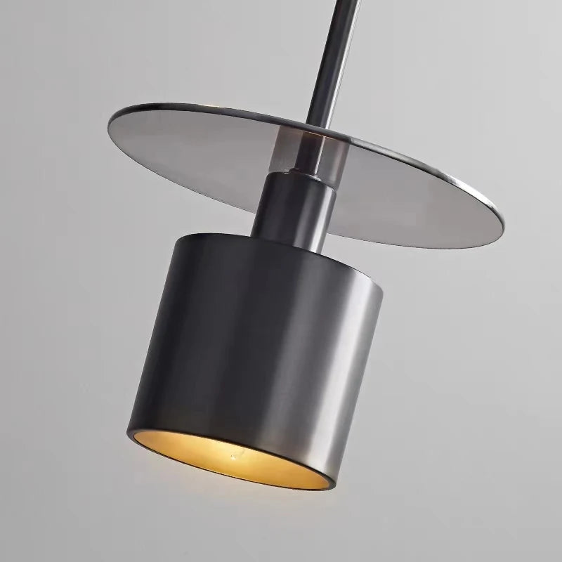 lampe led suspendue en laiton noir avec cordon réglable en cuivre