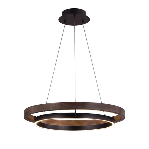 Lustre antique nordique bois anneau lumineux couleur