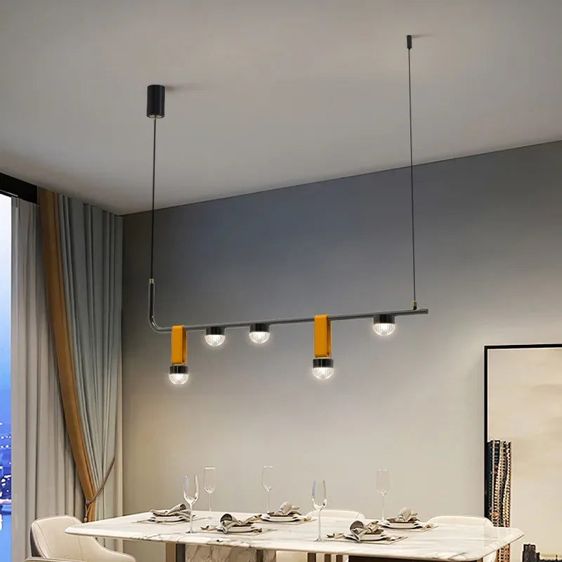 SANDYHA nordique minimaliste bande lustre Colgante Techo Led salon salle à manger décor à la maison Lustres De Plafond suspension
