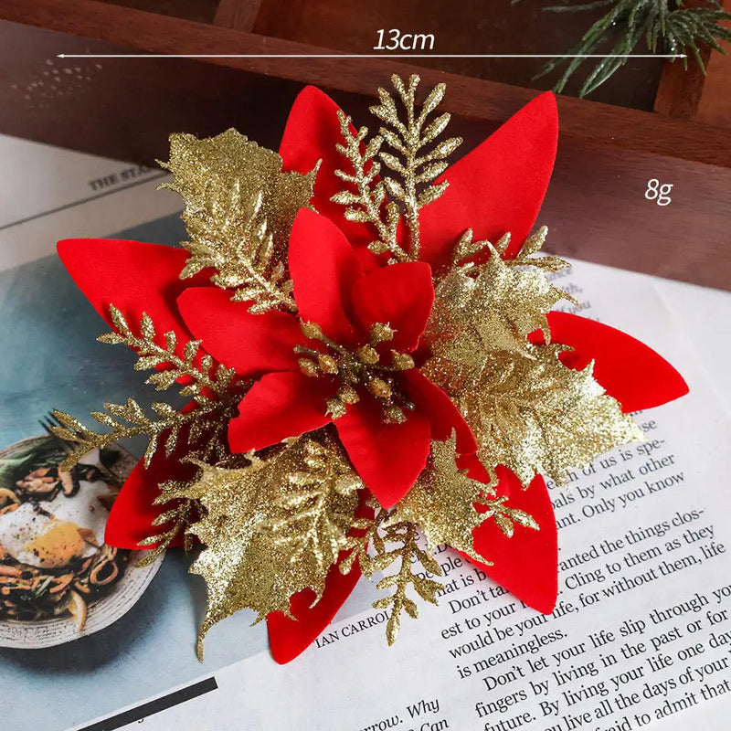 décoration suspendue fleur pailletée pour arbre de noël