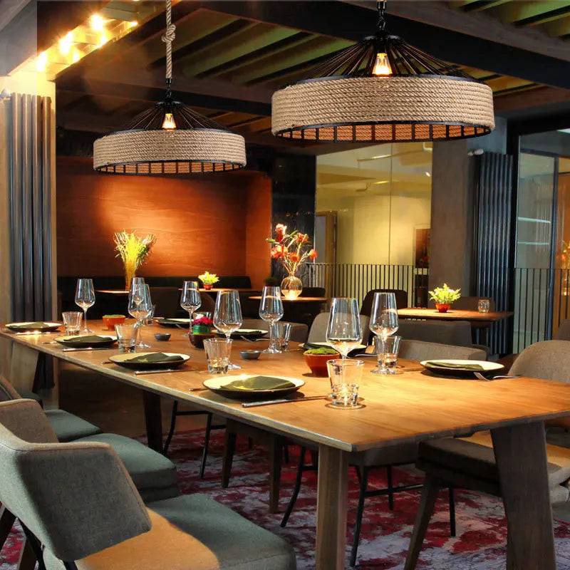 Corde de fer industrie américaine Loft lustre créatif phare Restaurant Bar café lumière salle à manger suspension lampe DropLight - vue 3 sur 10