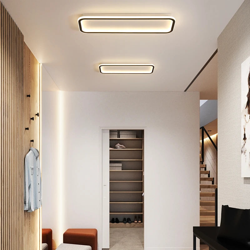 plafonnier led moderne design minimaliste à longue bande - vue 3 sur 10