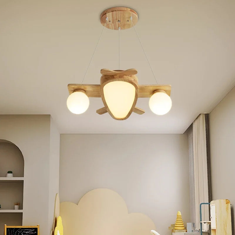 suspension en bois avion pour chambre d enfants - vue 3 sur 8