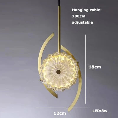 suspension en verre cristal art déco avec éclairage led - vue 14 sur 25